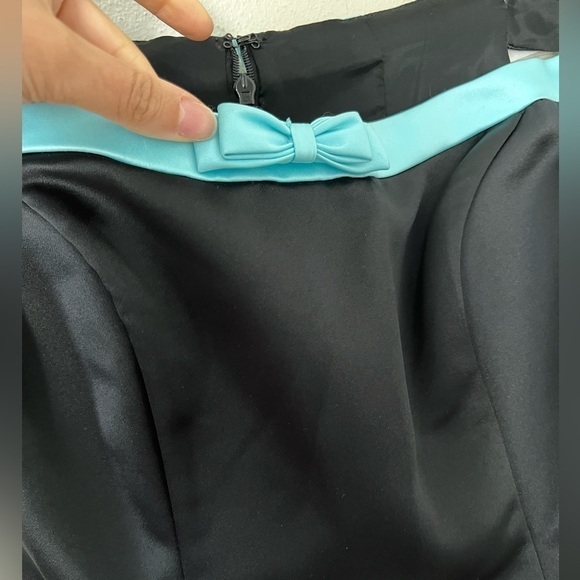 VINTAGE GUNNE SAX Off Shoulders Maxi A-line Ball Gown Black Blue Size S - Picture 2 of 7